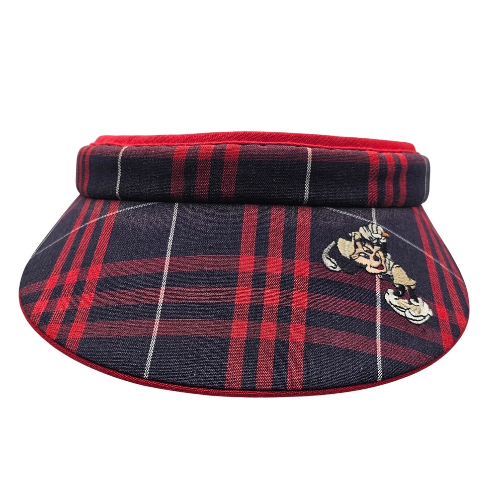 Vintage Disney Minnie Mouse Golf Red Plaid Visor Reversible One Size Adult